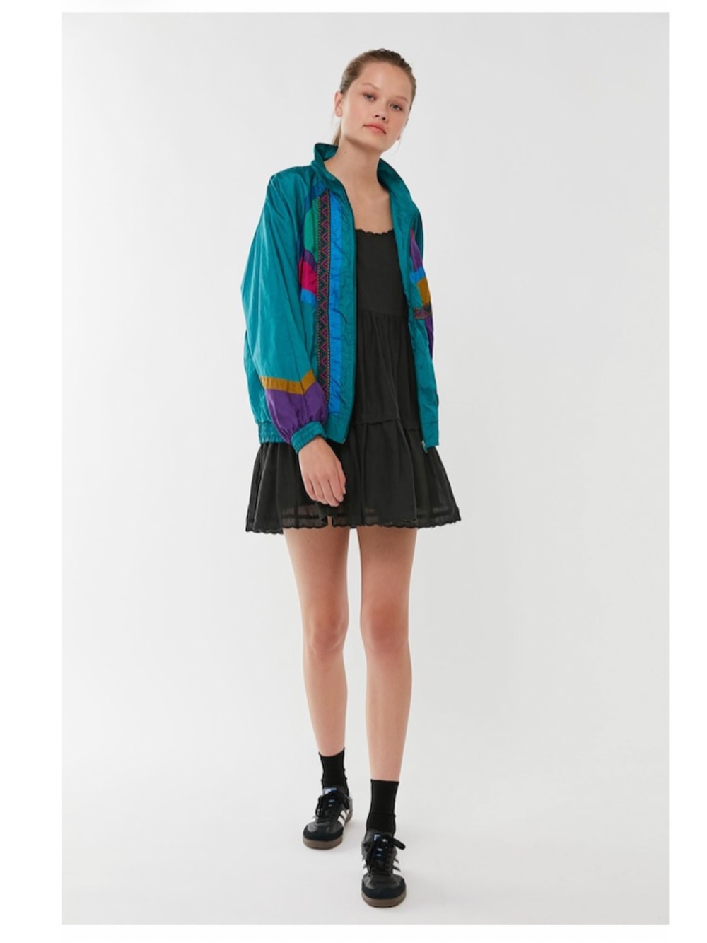 Urban Outfitters Casual Isle Vintage Granny Colorblock Windbreaker M Retro Rain